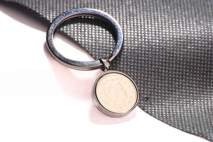 2001 Decimal Five Pence Keyring - 23rd Birthday Gift-Choose Colour and Engraving