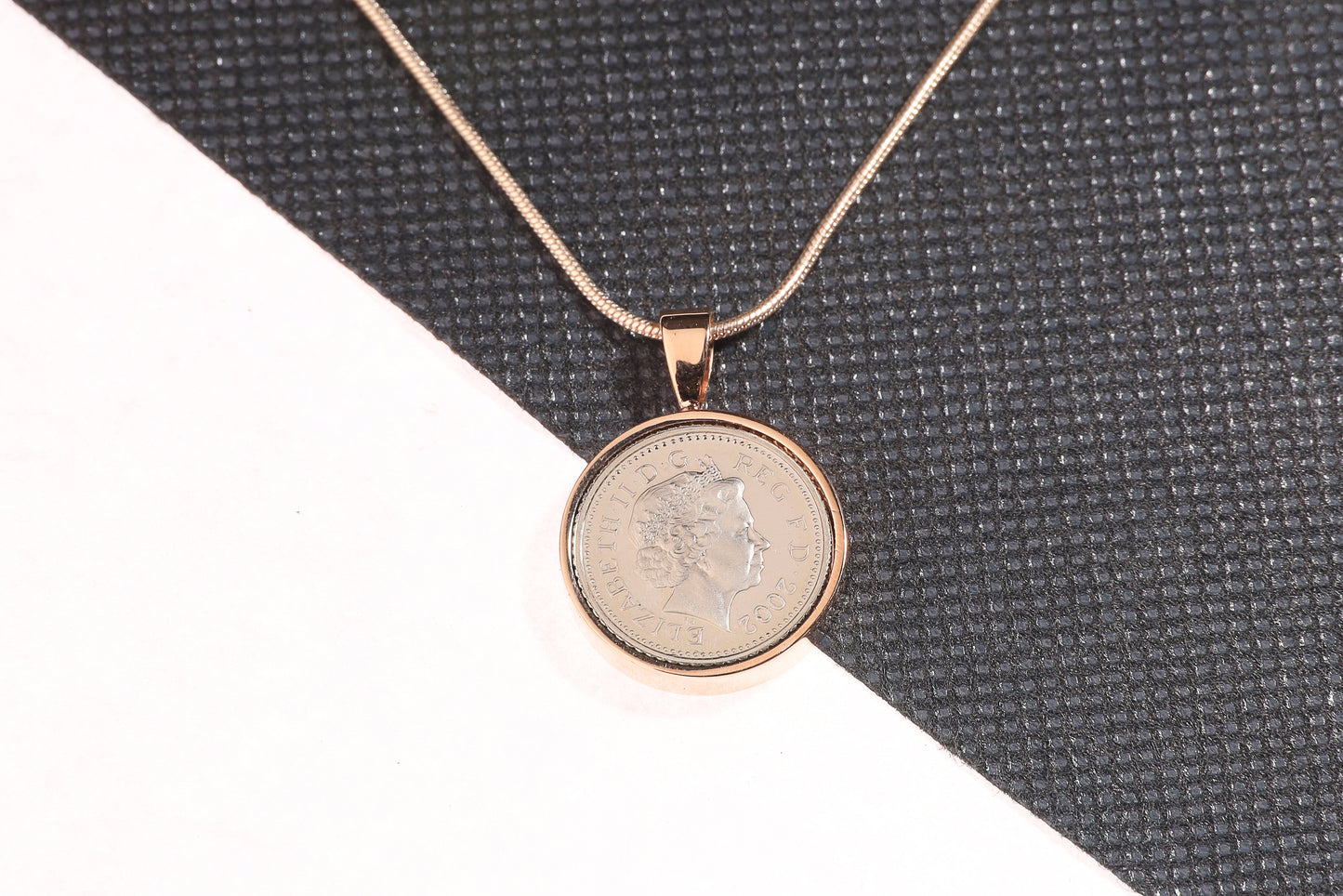 2002 Decimal Five Pence Pendant - 22nd Birthday Gift - Choose Colour and Engraving