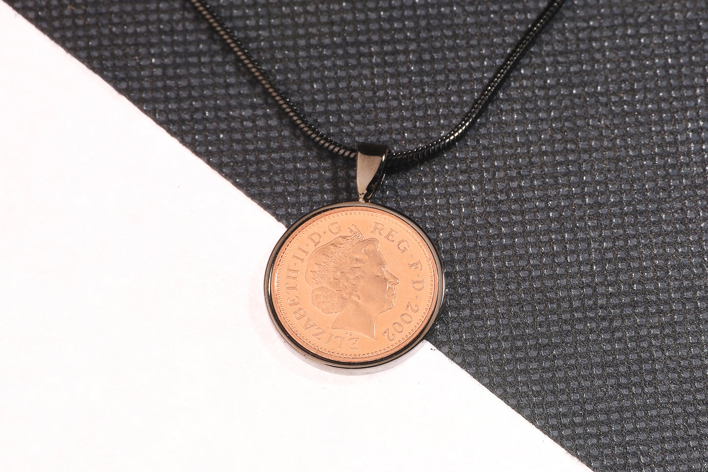 2002 Decimal One Pence Pendant - 22nd Birthday Gift - Choose Colour and Engraving