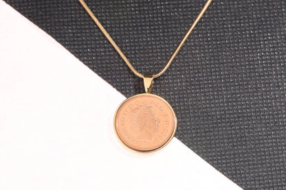 2002 Decimal One Pence Pendant - 22nd Birthday Gift - Choose Colour and Engraving