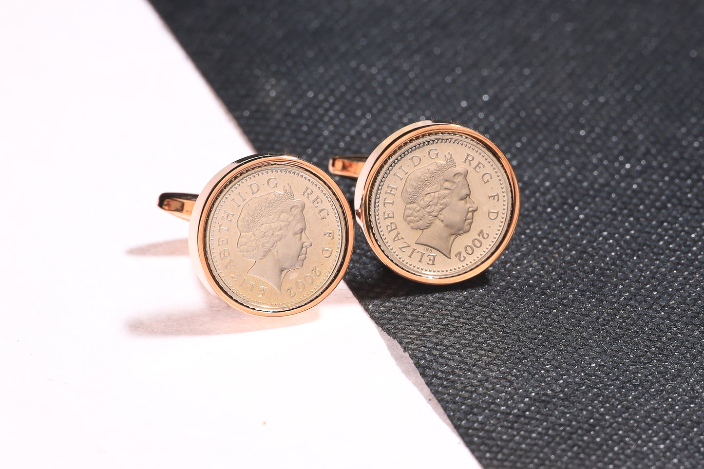 2002 Decimal Five Pence Cufflinks - 22nd Birthday Gift-Choose Colour and Engraving