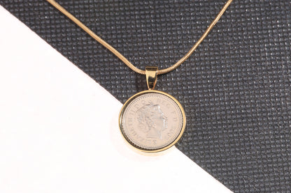 2002 Decimal Five Pence Pendant - 22nd Birthday Gift - Choose Colour and Engraving