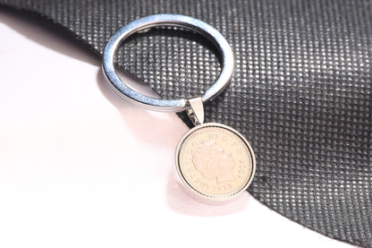 2002 Decimal Five Pence Keyring - 22nd Birthday Gift-Choose Colour and Engraving