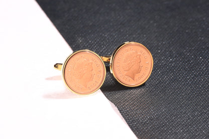 2002 Decimal One Pence Cufflinks - 22nd Birthday Gift-Choose Your Colour