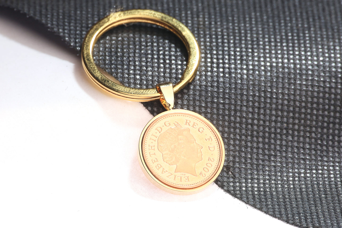 2002 Decimal One Pence Keyring - 22nd Birthday Gift-Choose Colour and Engraving