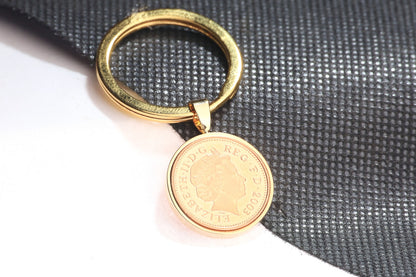 2003 Decimal One Pence Keyring - 21st Birthday Gift-Choose Colour and Engraving