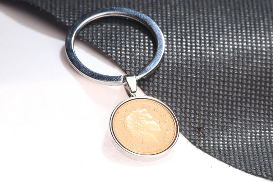 2003 Decimal One Pence Keyring - 21st Birthday Gift-Choose Colour and Engraving