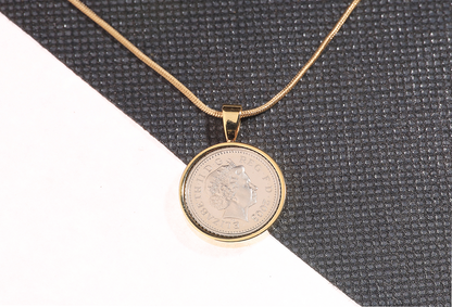 2003 Decimal Five Pence Pendant - 21st Birthday Gift - Choose Colour and Engraving