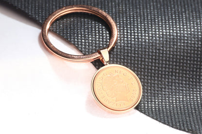 2005 Decimal One Pence Keyring - 19th Birthday Gift-Choose Colour and Engraving