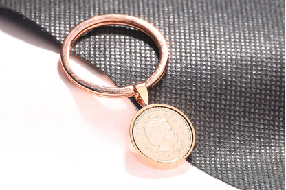 2005 Decimal Five Pence Keyring - 19th Birthday Gift-Choose Colour and Engraving