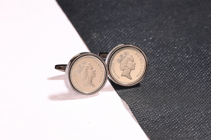 2006 Decimal Five Pence Cufflinks - 18th Birthday Gift-Choose Colour and Engraving