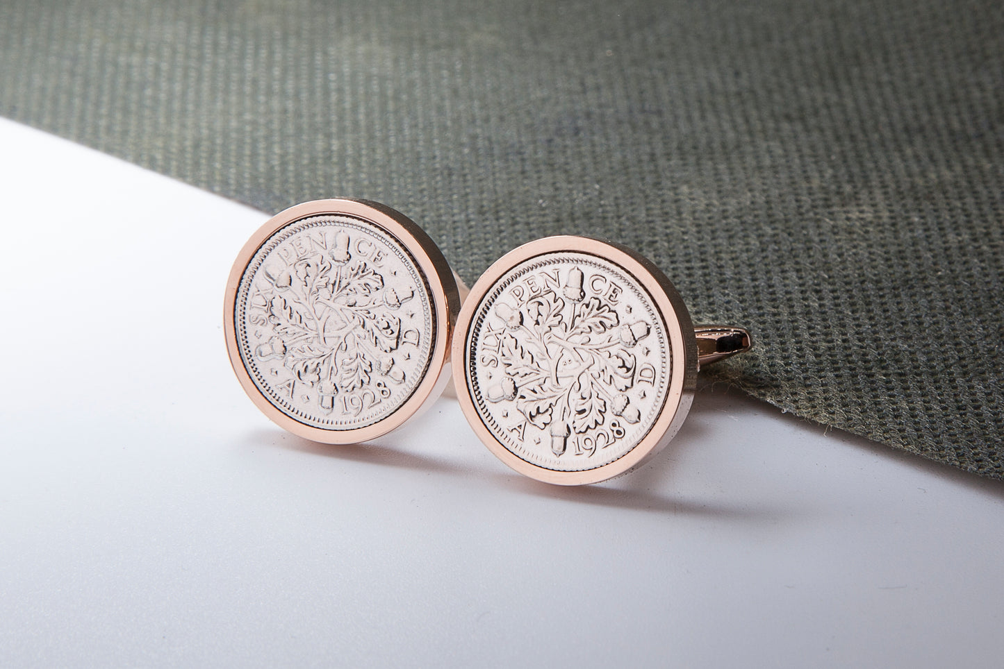 1928 96th Birthday Lucky Sixpence Cufflinks-Choose Colour and Orientation