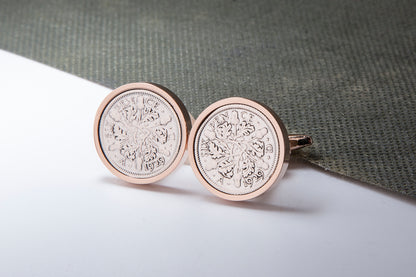 1929 95th Birthday Lucky Sixpence Cufflinks-Choose Colour and Orientation