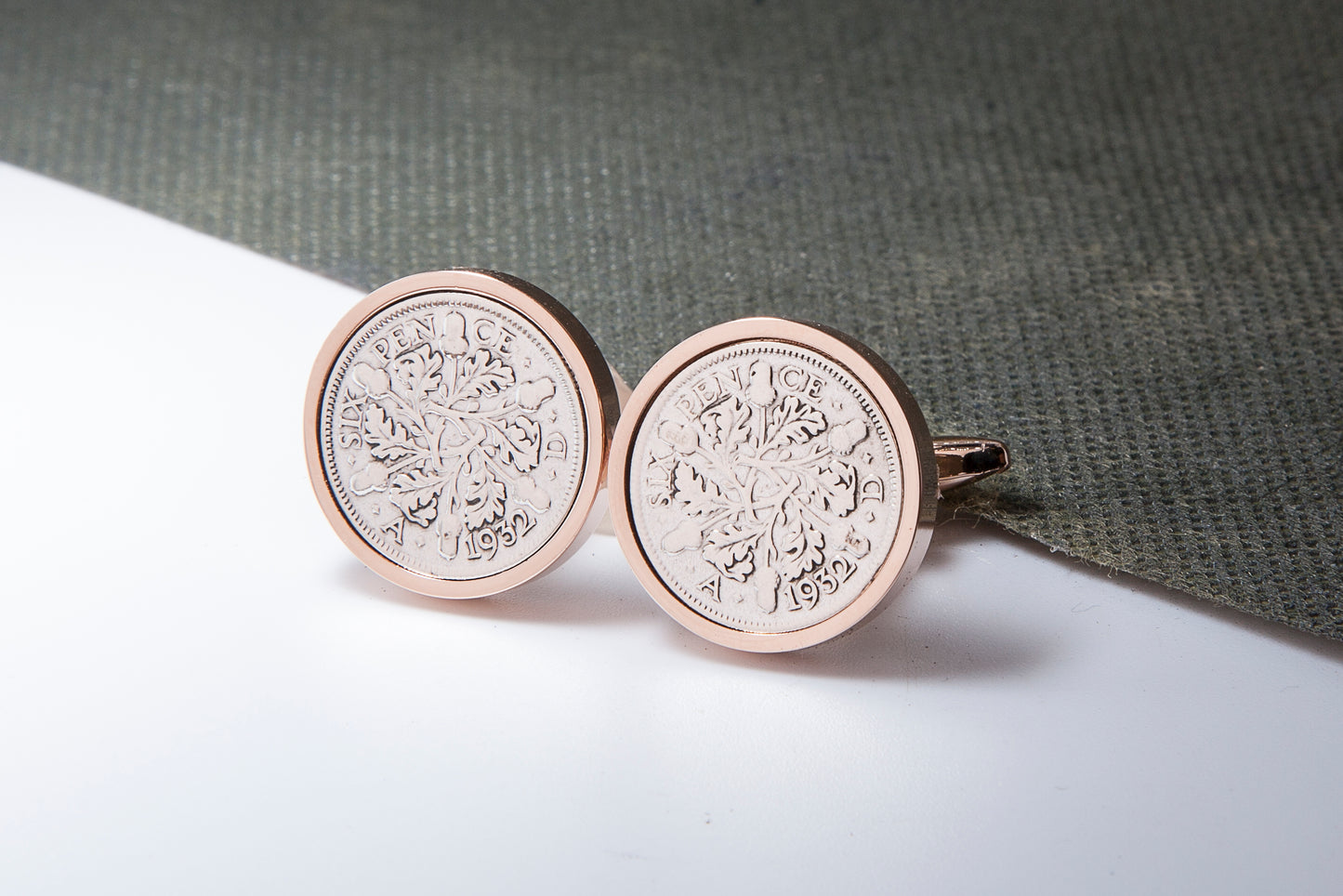 1932 92ndBirthday Lucky Sixpence Cufflinks-Choose Colour and Orientation