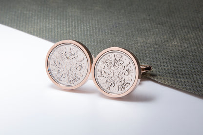 1933 91st Birthday Lucky Sixpence Cufflinks-Choose Colour and Orientation