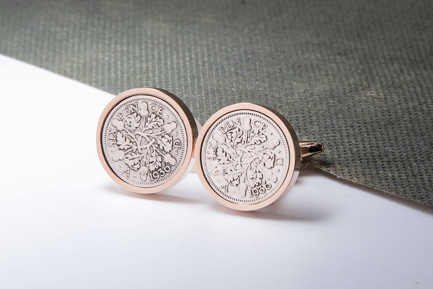 1936 79th Birthday Lucky Sixpence Cufflinks-Choose Colour and Orientation