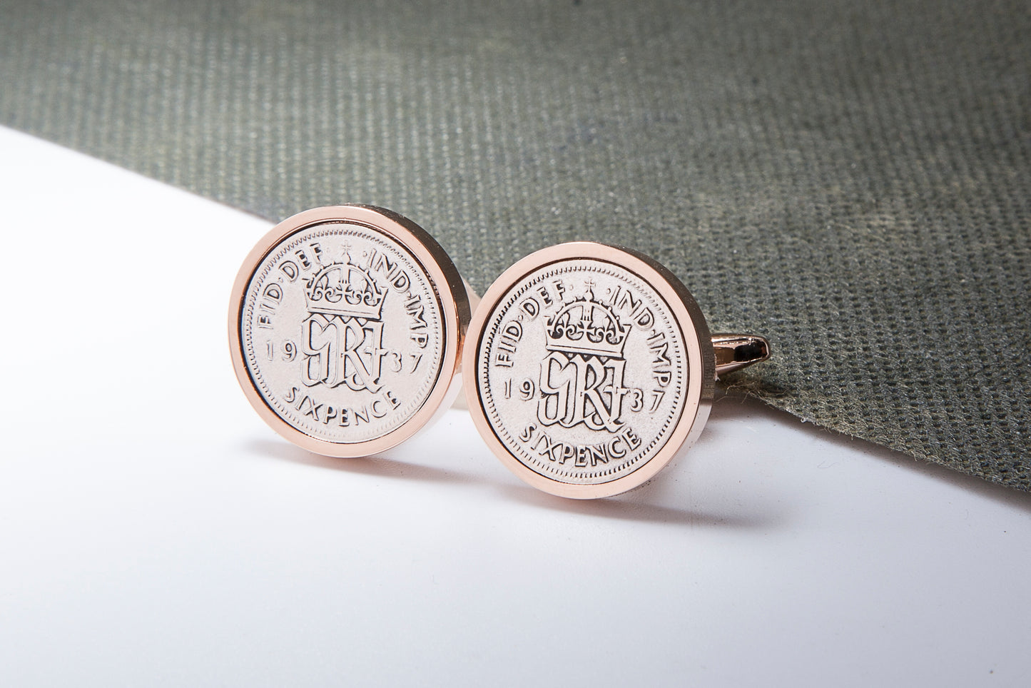 1937 77th Birthday Lucky Sixpence Cufflinks-Choose Colour and Orientation