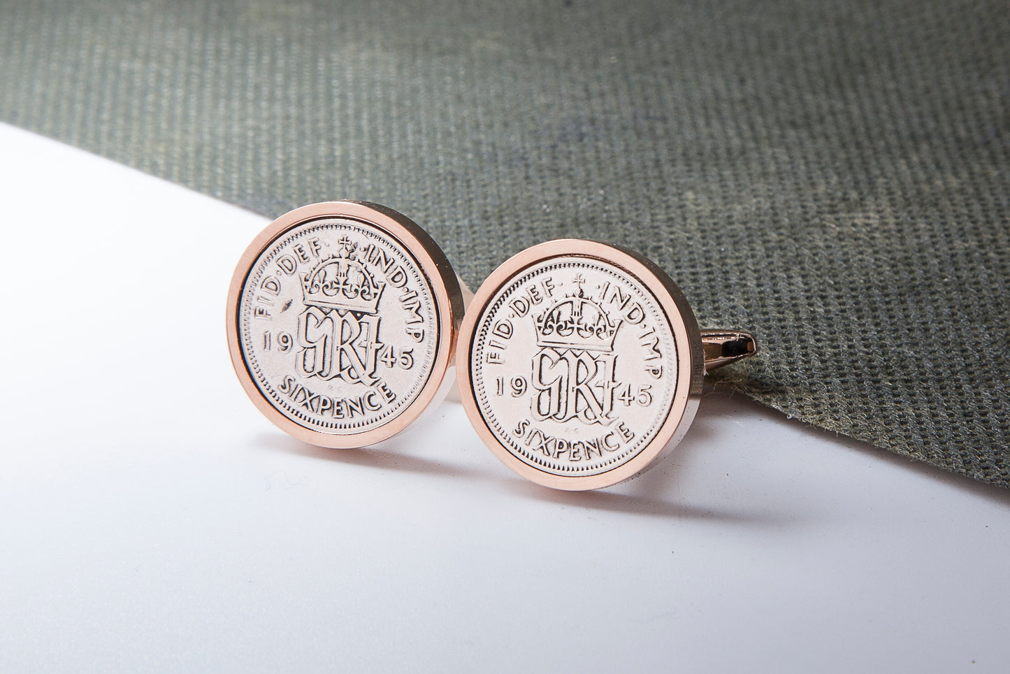 1945 69th Birthday Lucky Sixpence Cufflinks-Choose Colour and Orientation