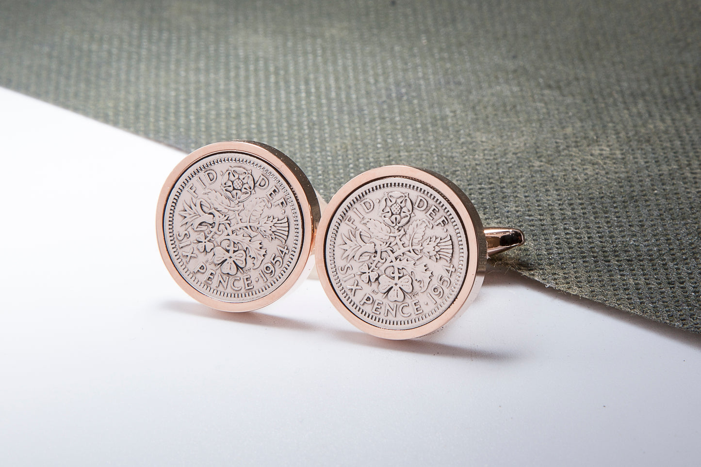 1954 60th Birthday Lucky Sixpence Cufflinks-Choose Colour and Orientation