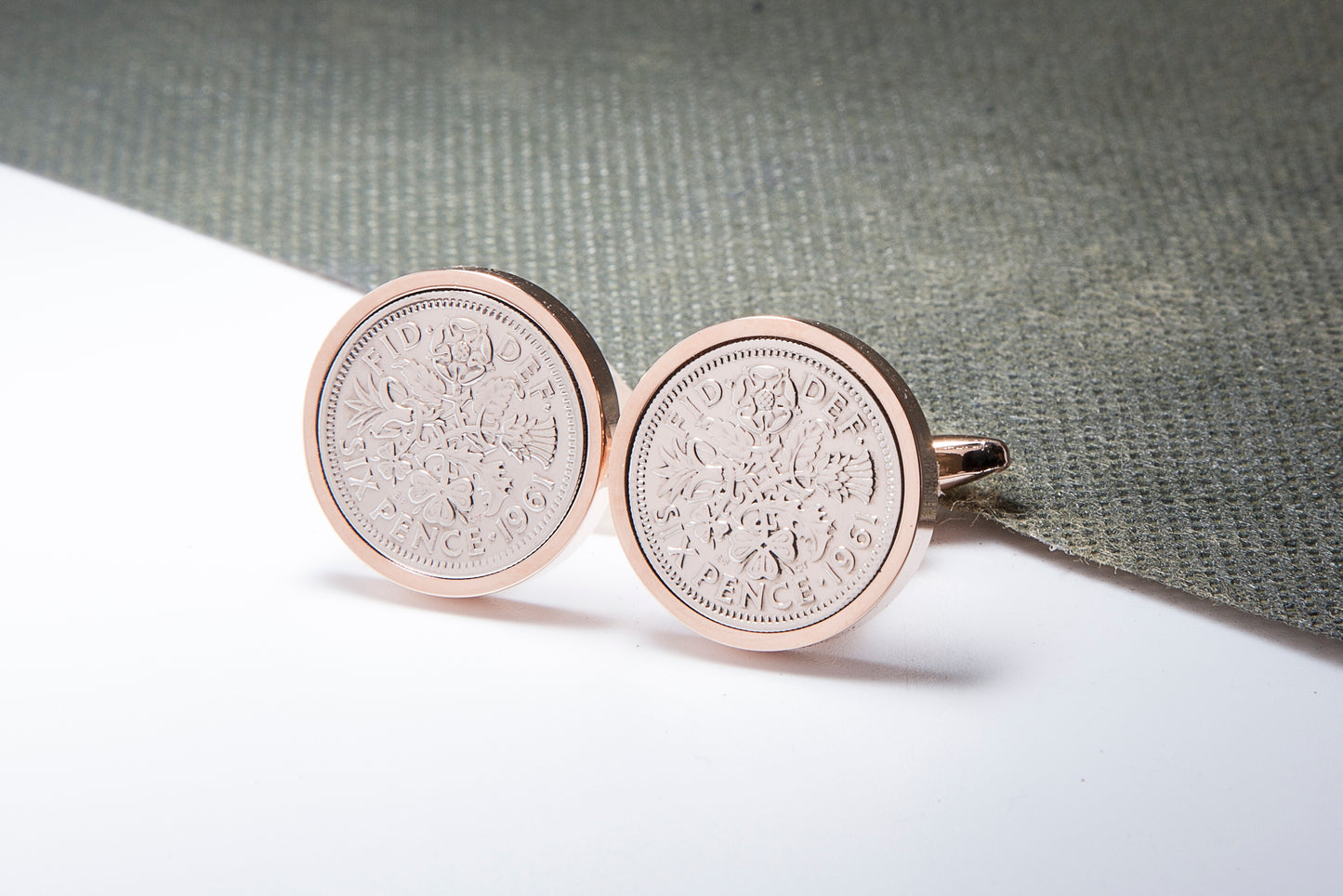 1961 63rd Birthday Lucky Sixpence Cufflinks-Choose Colour and Orientation