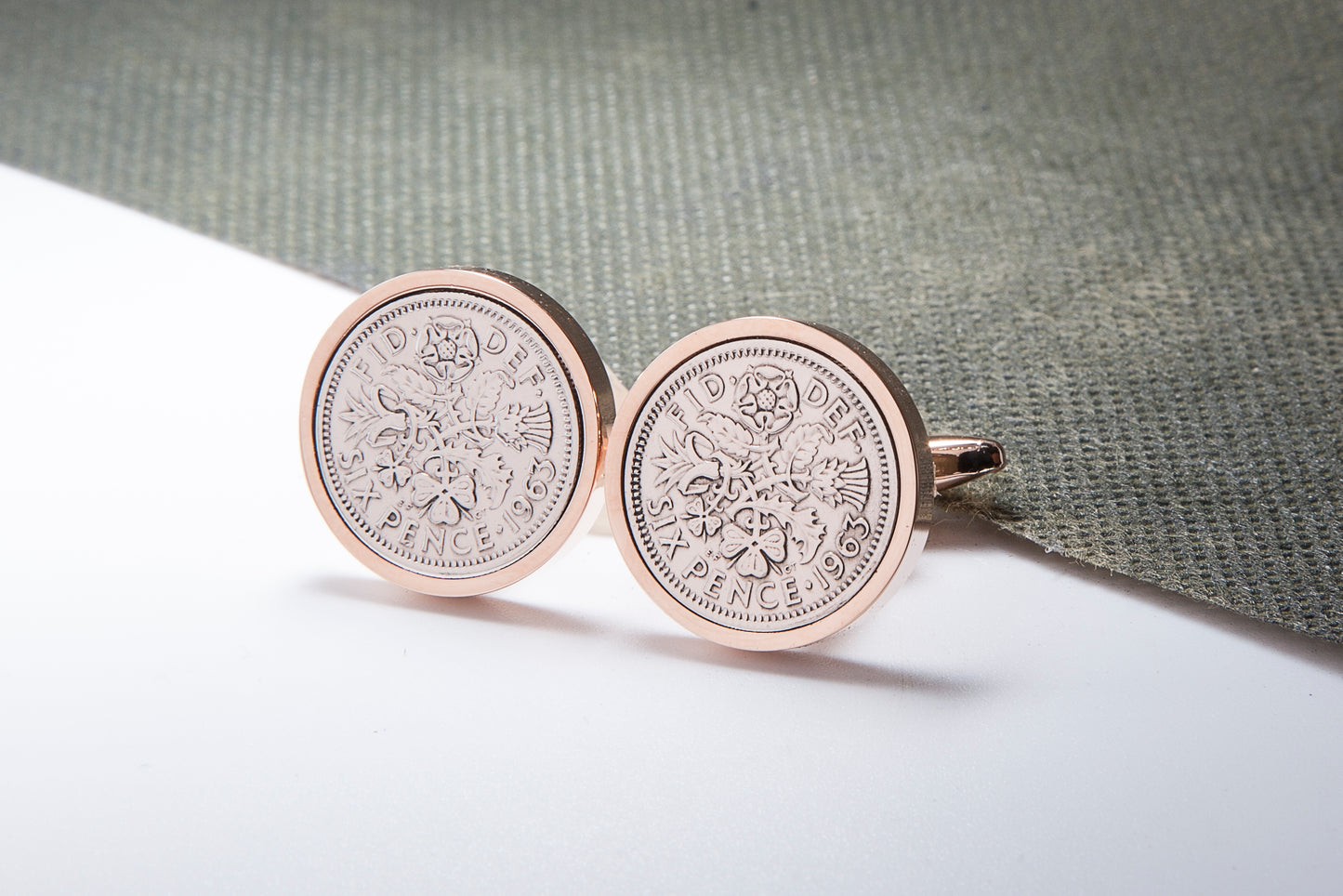 1963 61st Birthday Lucky Sixpence Cufflinks-Choose Colour and Orientation