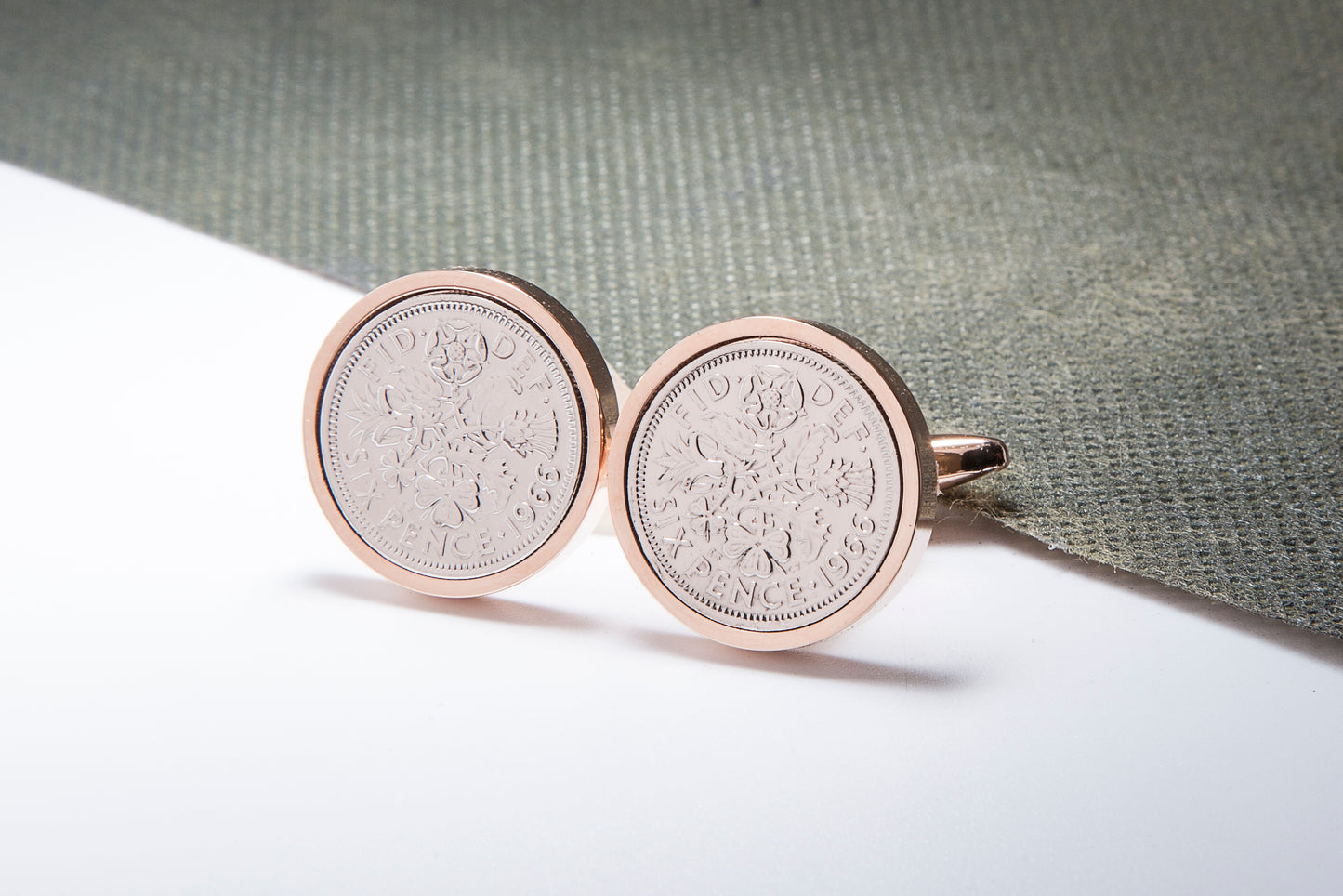 1966 58th Birthday Lucky Sixpence Cufflinks-Choose Colour and Orientation