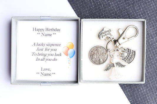 50th Birthday Lucky Sixpence Keyring - For Her