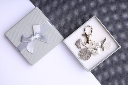 Godmother Lucky Sixpence Keyring  - Christening/Baptism Thank You Gift