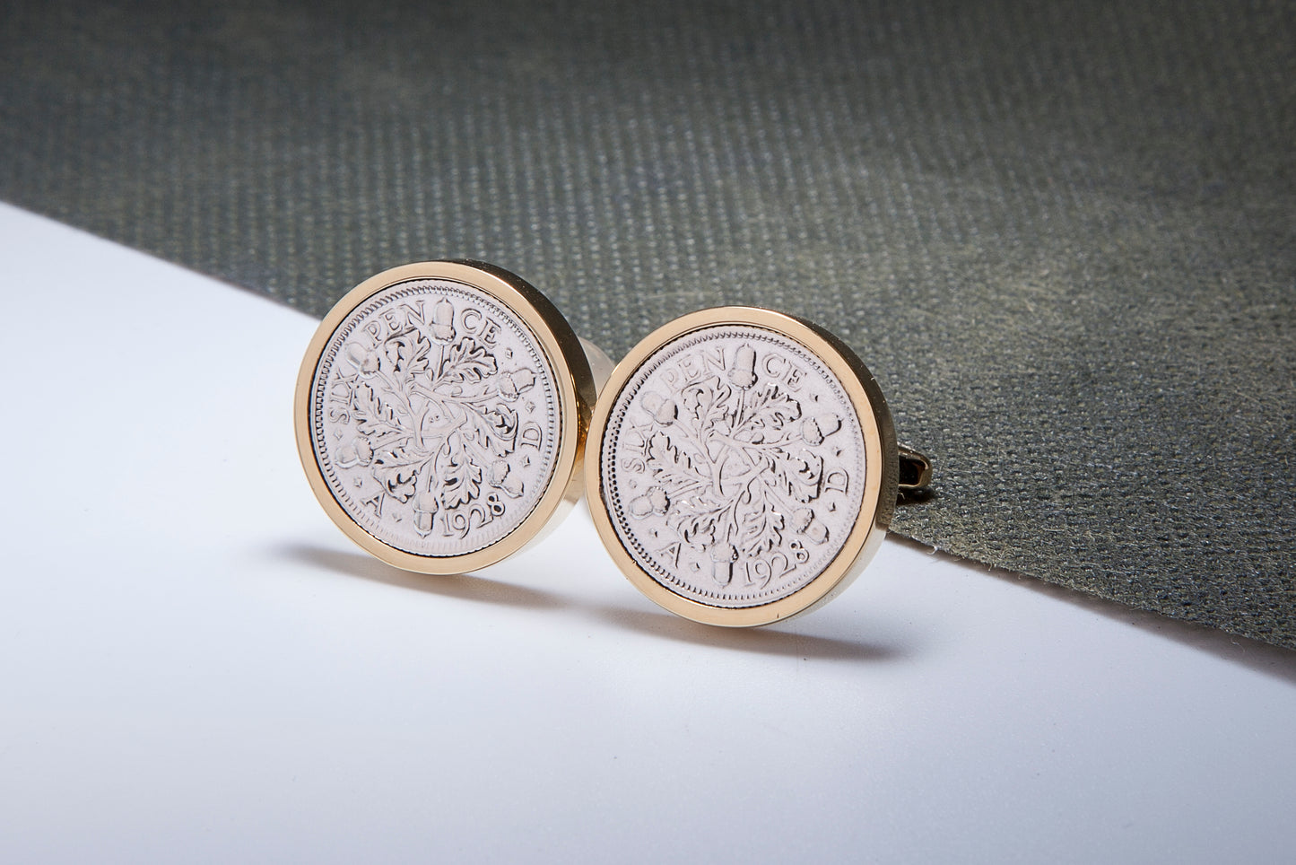 1928 96th Birthday Lucky Sixpence Cufflinks-Choose Colour and Orientation