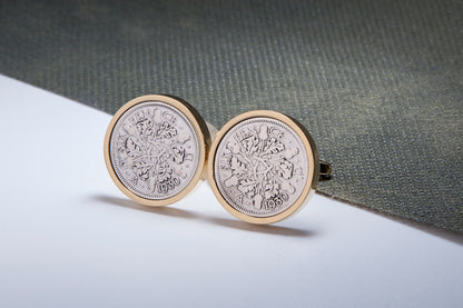 1930 94th Birthday Lucky Sixpence Cufflinks-Choose Colour and Orientation