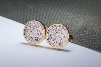 1934 90th Birthday Lucky Sixpence Cufflinks-Choose Colour and Orientation