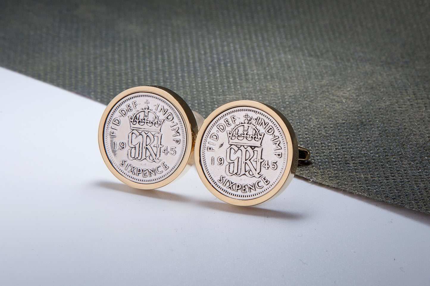 1945 69th Birthday Lucky Sixpence Cufflinks-Choose Colour and Orientation