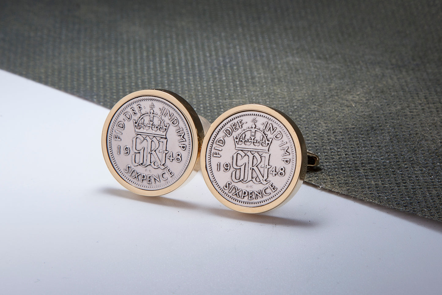 1948 66th Birthday Lucky Sixpence Cufflinks-Choose Colour and Orientation