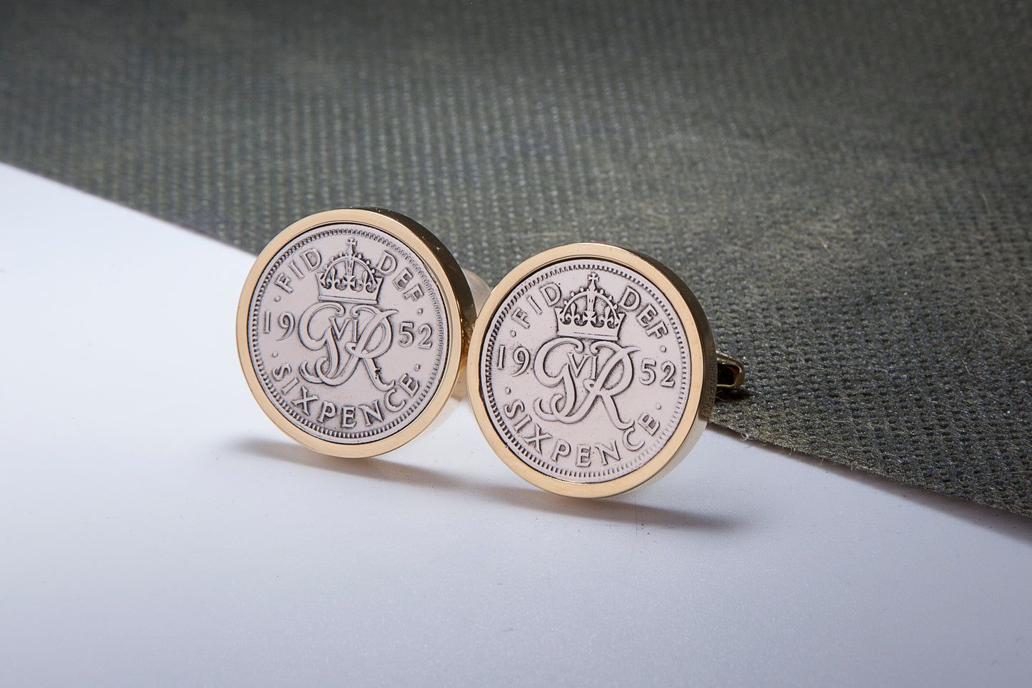 1952 62nd Birthday Lucky Sixpence Cufflinks-Choose Colour and Orientation