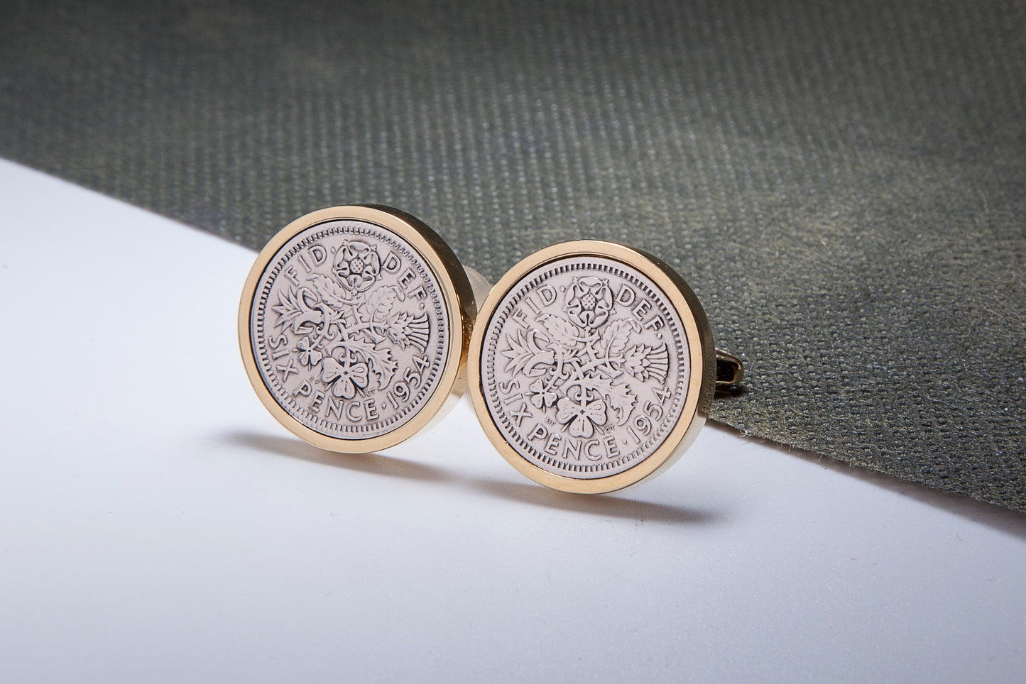 1954 60th Birthday Lucky Sixpence Cufflinks-Choose Colour and Orientation