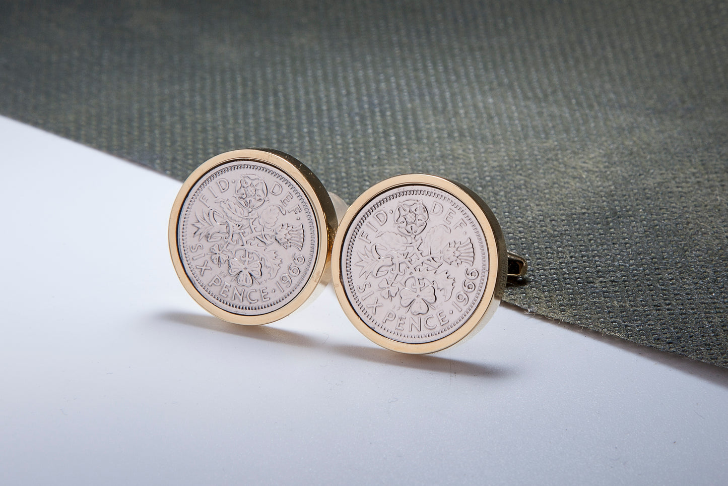 1966 58th Birthday Lucky Sixpence Cufflinks-Choose Colour and Orientation