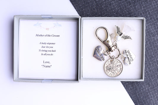 Mother Of The Groom Lucky Sixpence Keyring-Wedding Favour-Thank You Gift