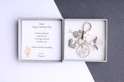 Mother's Day Lucky Sixpence Keyring - Thank You Gift