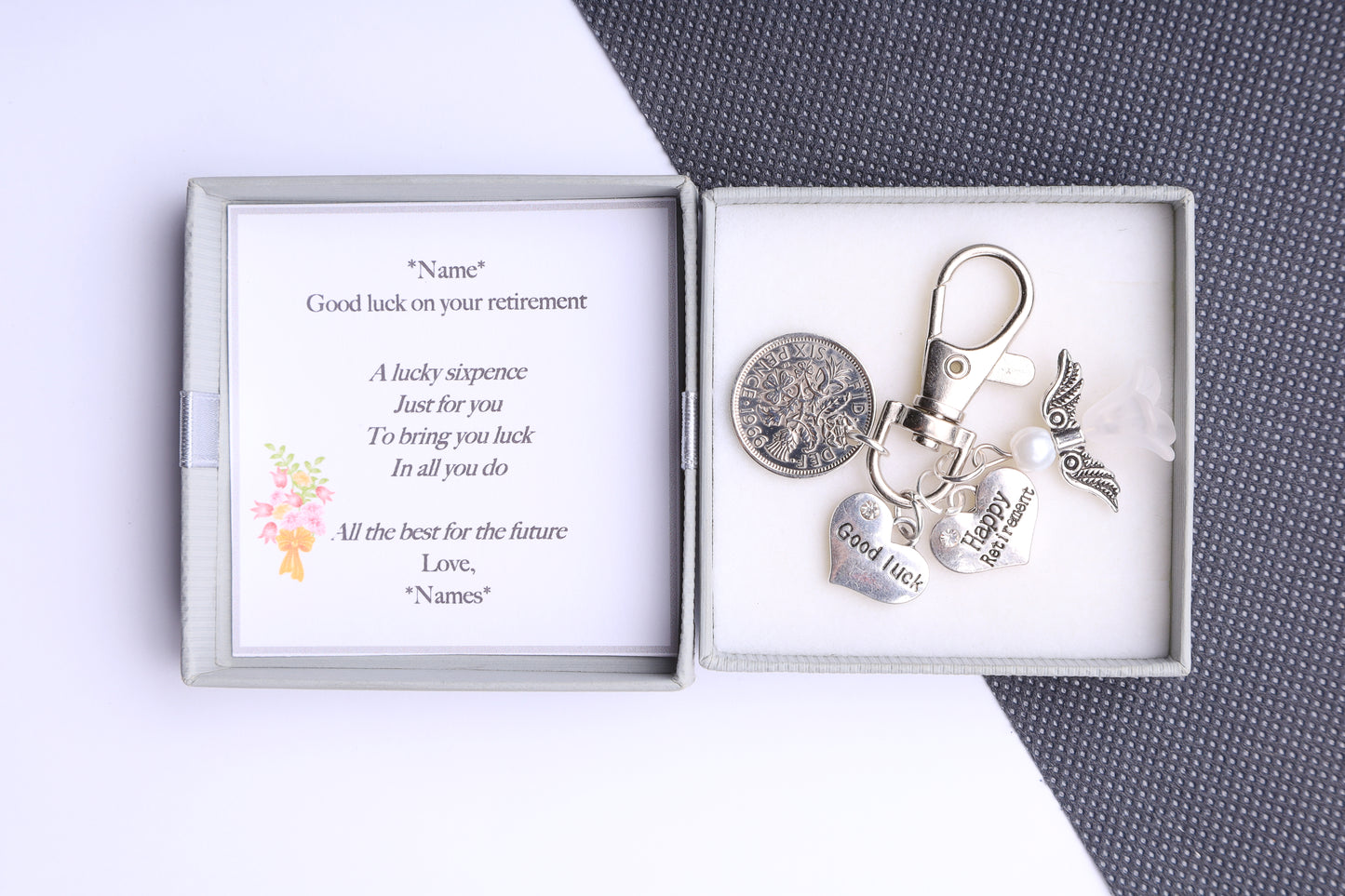 Retirement Lucky Sixpence Keyring