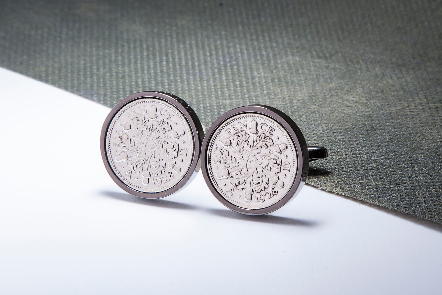 1928 96th Birthday Lucky Sixpence Cufflinks-Choose Colour and Orientation