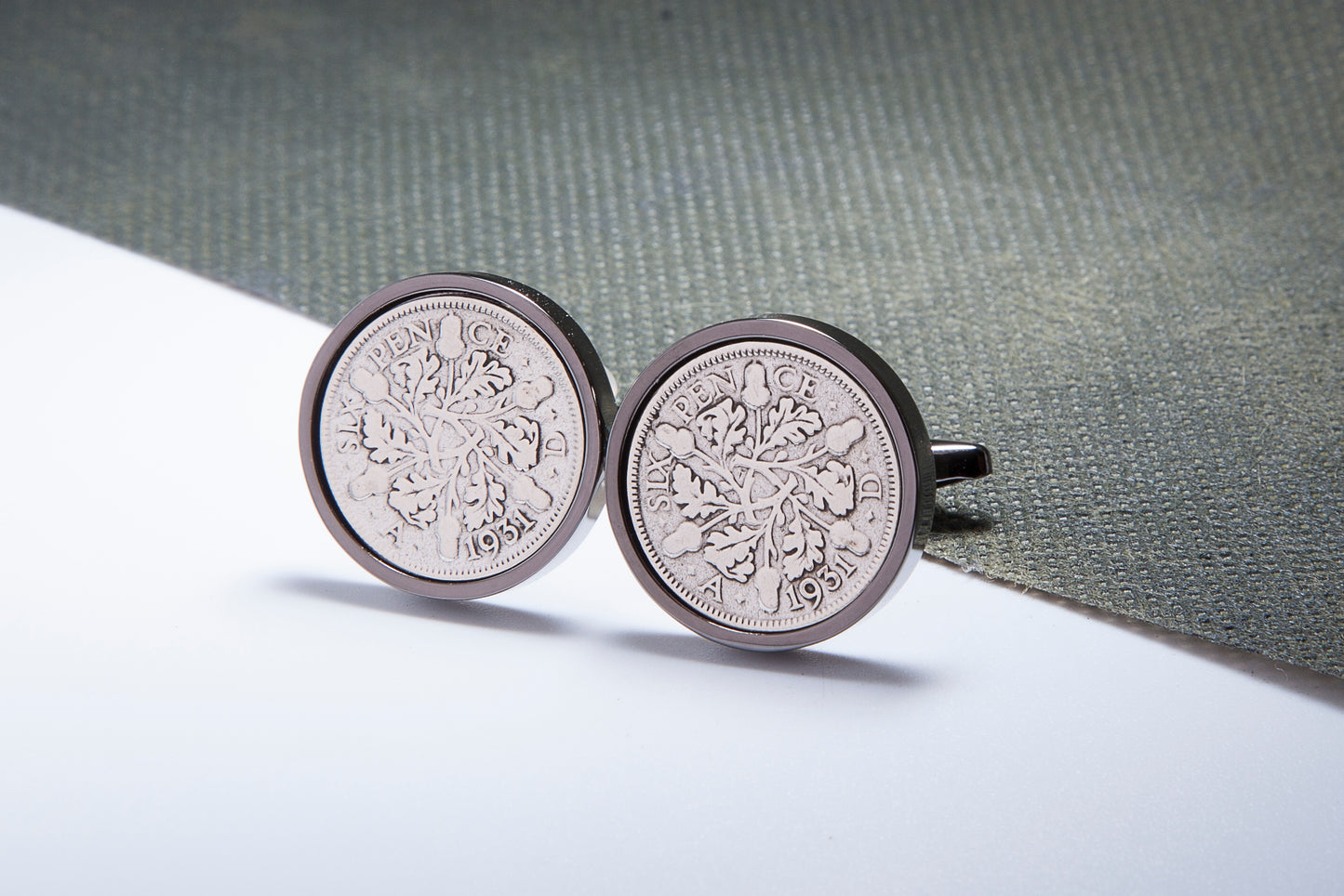 1931 93rd Birthday Lucky Sixpence Cufflinks-Choose Colour and Orientation