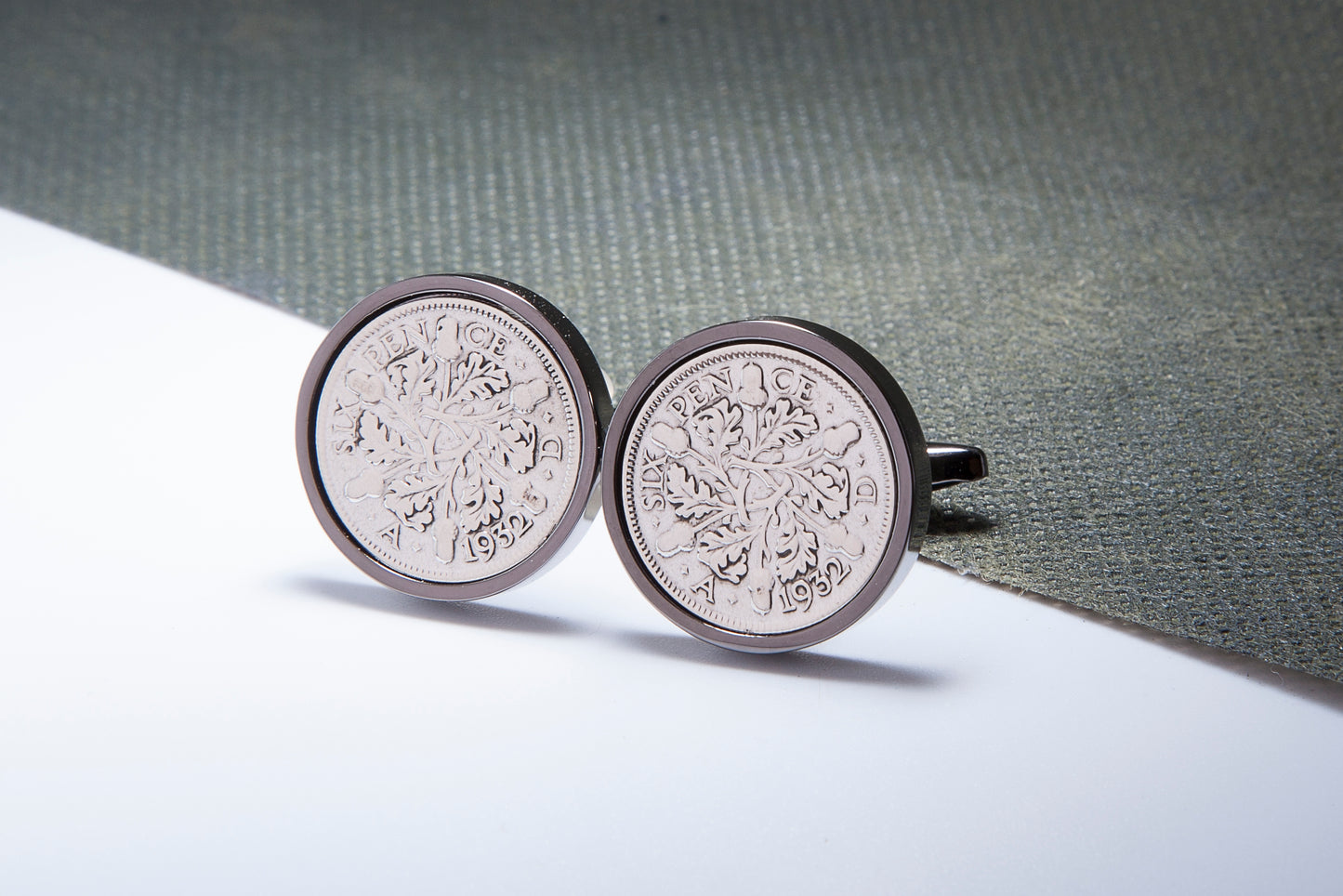 1932 92ndBirthday Lucky Sixpence Cufflinks-Choose Colour and Orientation