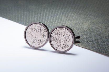 1932 92ndBirthday Lucky Sixpence Cufflinks-Choose Colour and Orientation