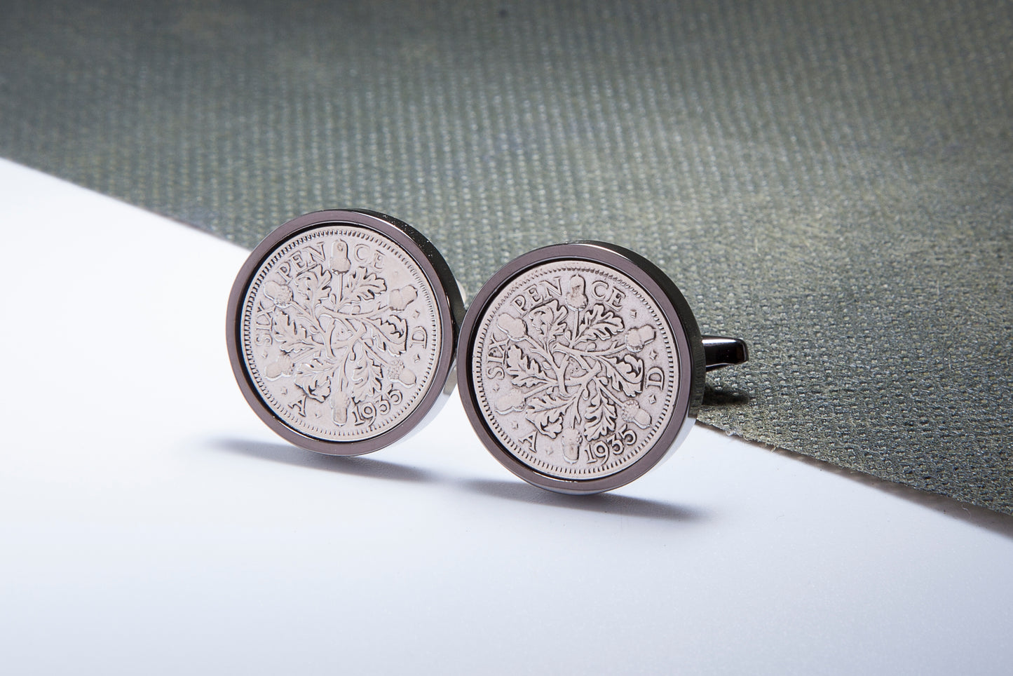 1935 80th Birthday Lucky Sixpence Cufflinks-Choose Colour and Orientation