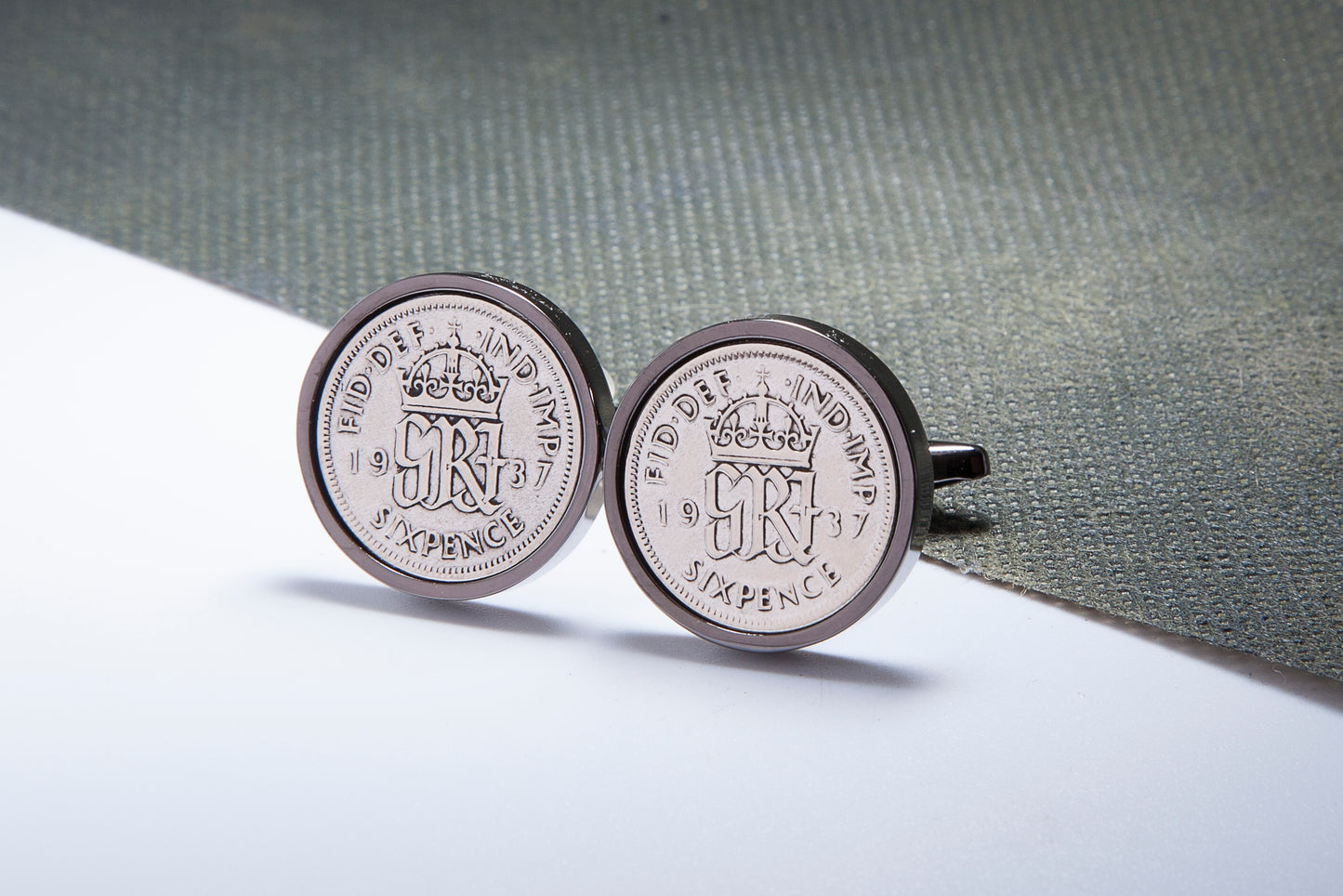 1937 77th Birthday Lucky Sixpence Cufflinks-Choose Colour and Orientation