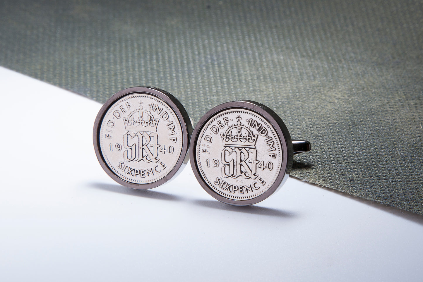 1940 74th Birthday Lucky Sixpence Cufflinks-Choose Colour and Orientation