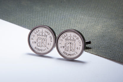 1941 73rd Birthday Lucky Sixpence Cufflinks-Choose Colour and Orientation