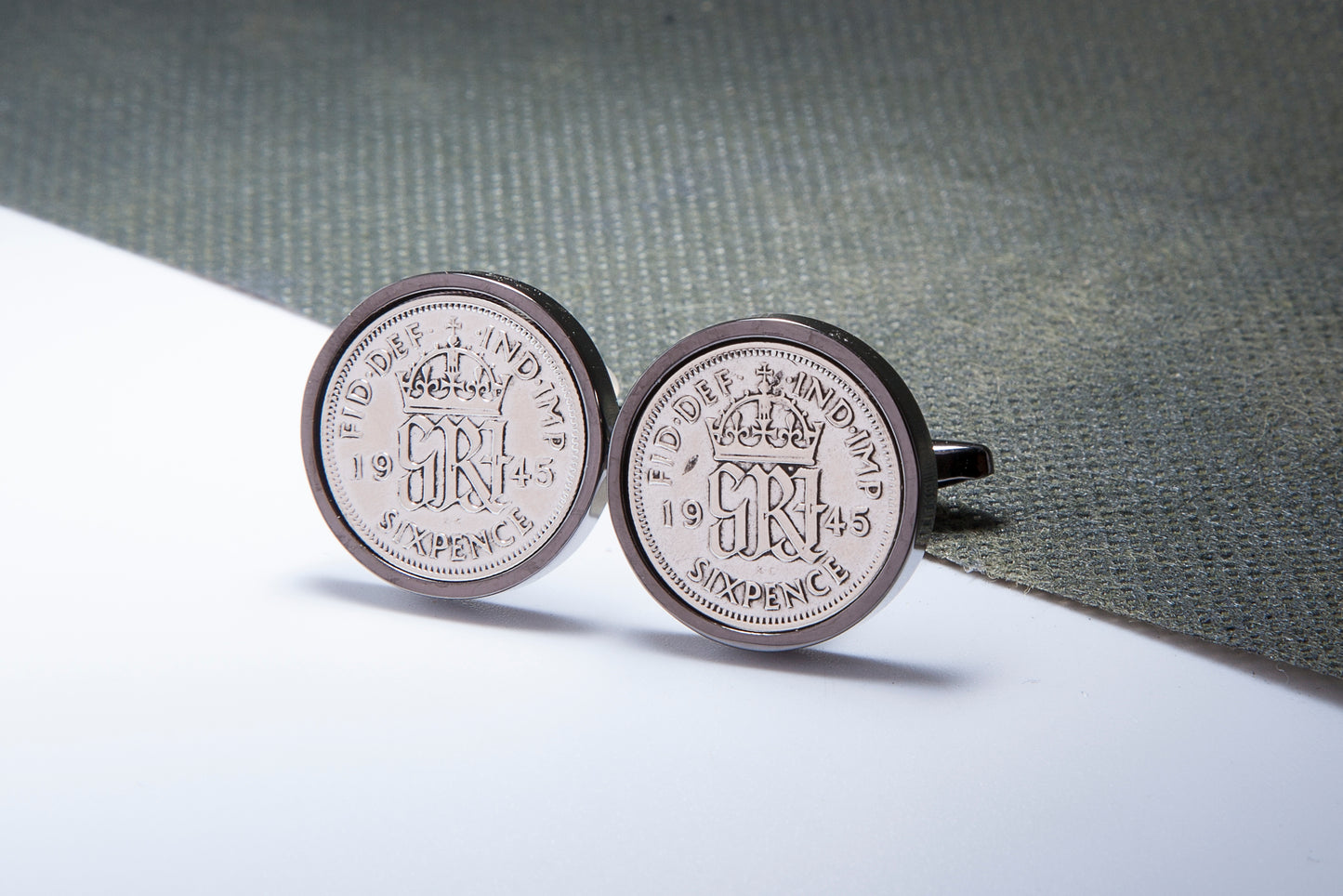 1945 69th Birthday Lucky Sixpence Cufflinks-Choose Colour and Orientation