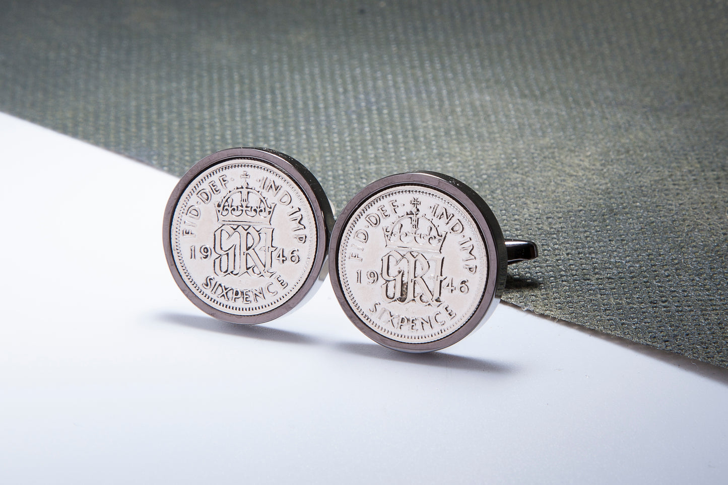 1946 68th Birthday Lucky Sixpence Cufflinks-Choose Colour and Orientation