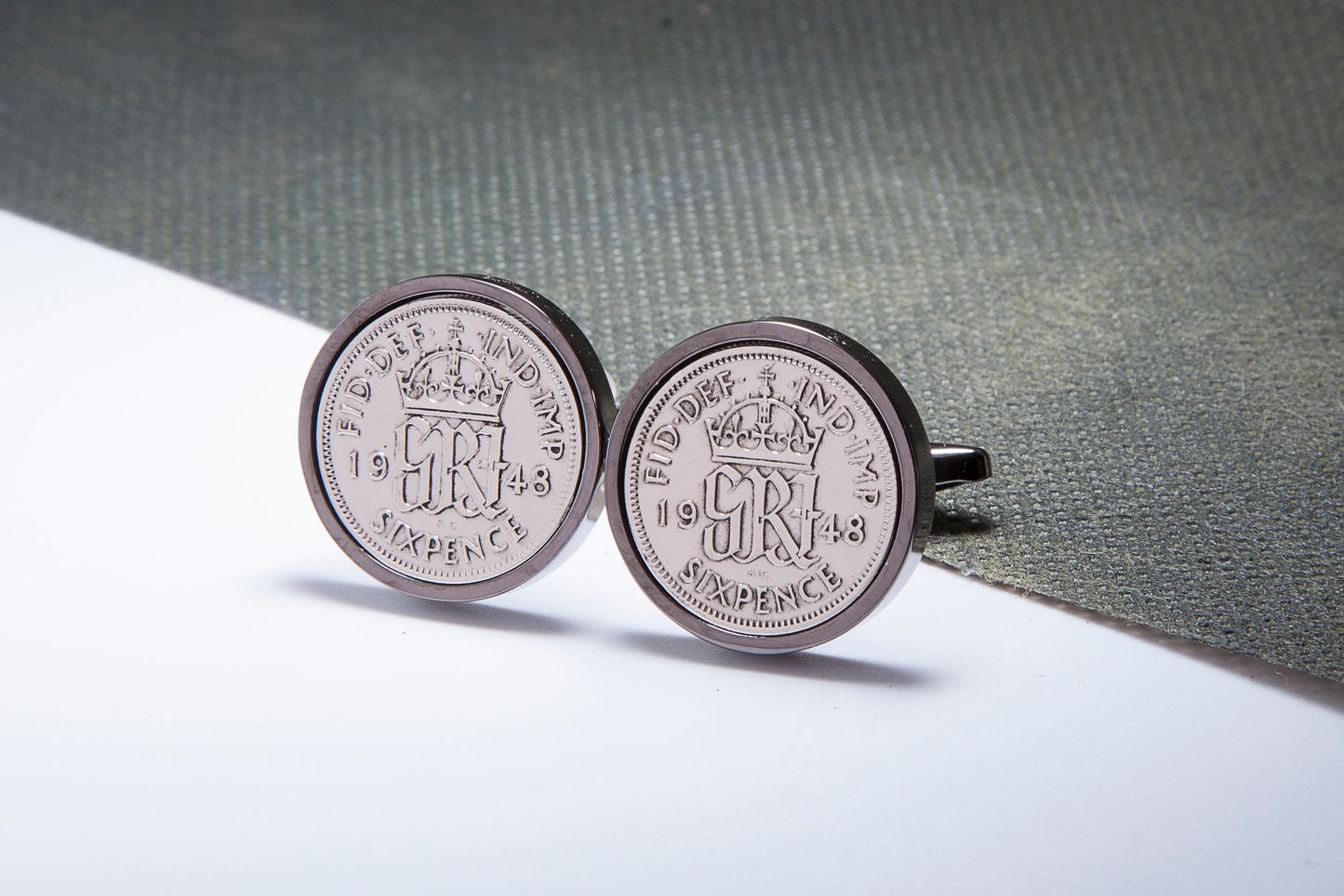 1948 66th Birthday Lucky Sixpence Cufflinks-Choose Colour and Orientation